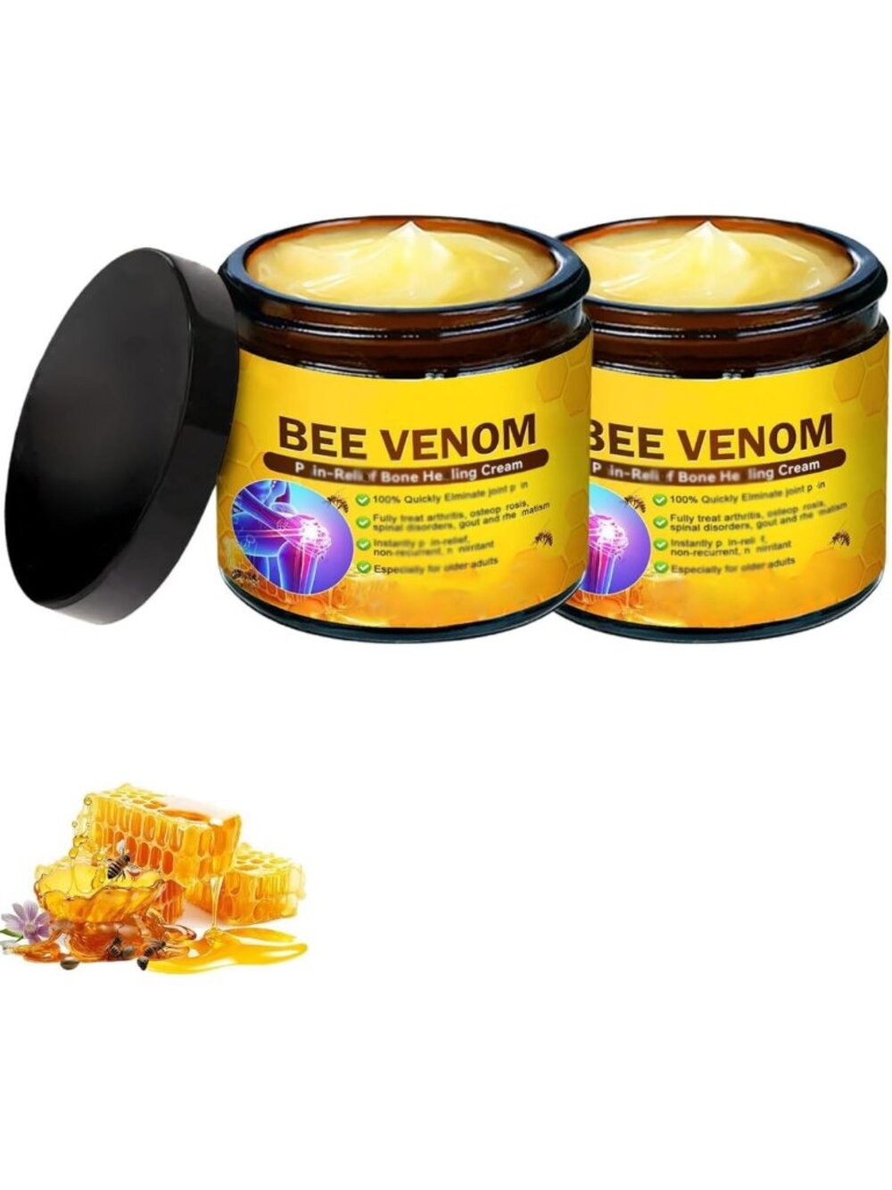 Bee Venom Healing Cream for Joints & Skin Moisturizer - Pain Relief & Hydration